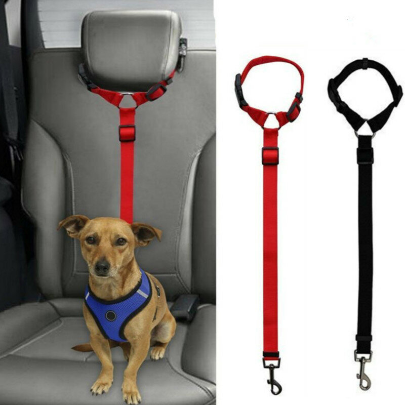 الكلب المقود مقعد حزام حزام قابل للتعديل الكلب القط سيارة حزام أمان للكلاب السفر طوق سحب تسخير الكلب الرصاص المقود متوسطة صغيرة