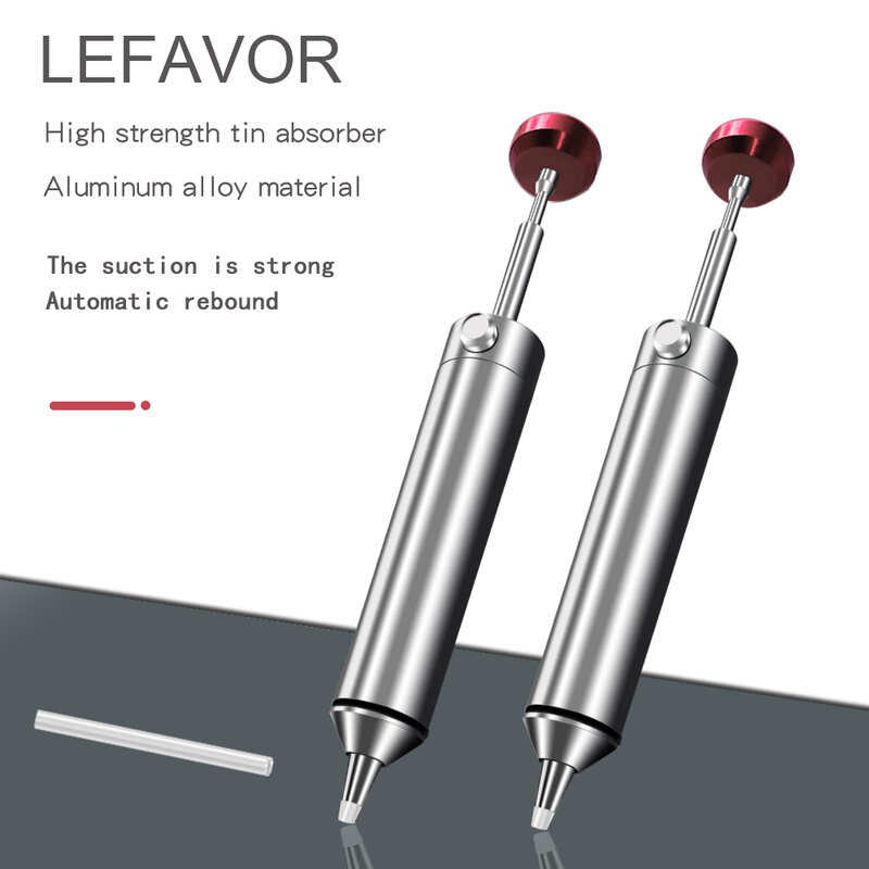 أداة إصلاح لحام القصدير بمضخة إزالة لحام قوية من الألومنيوم من LEFAVOR أداة لحام لحام بالقلم بأداة لحام الحديد اللحيم