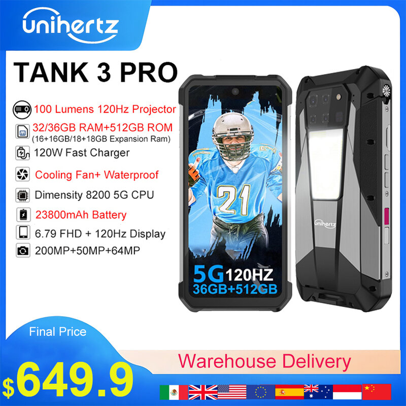 Uniher-3 Pro مع خزان lutz ، جهاز عرض 32 جيجابايت ، ذاكرة رام 36 جيجابايت ، ذاكرة روم بتقنية GB ، mAh ، شاحن سريع ، كاميرا 5G ، 200MP
