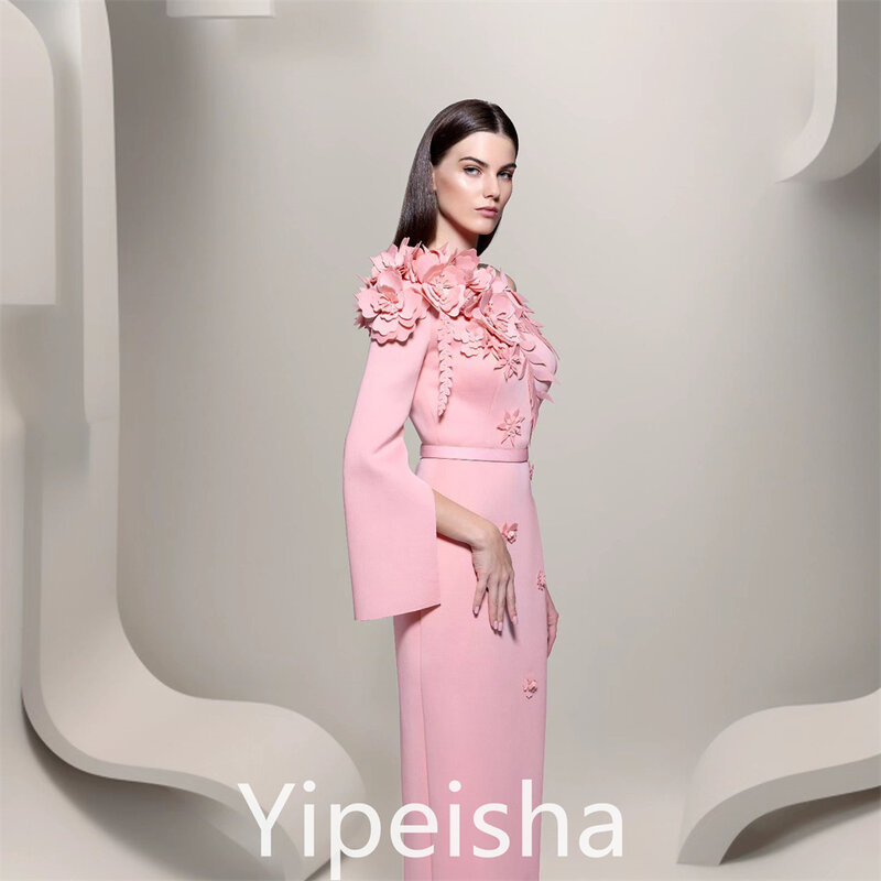 فستان سهرة بكتف واحد من Yipeisha ، ساتان زهور ، فستان حفلة موسيقية ، أنيق ، مخصص ، طول الكاحل ، موضة