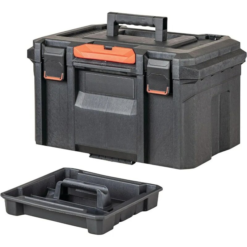 صندوق أدوات قابل للتكديس مقاوم للماء للتخزين الداخلي والخارجي للأدوات القابلة للقفل ، 21 في