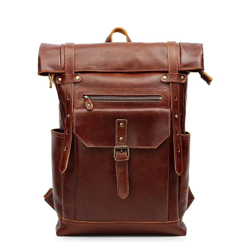Newsbird-حقيبة ظهر من الجلد بتصميم كلاسيكي للرجال ، حقيبة سفر مقاس 16 بوصة ، حقيبة كمبيوتر ضد السرقة للرجال من جلد البقر