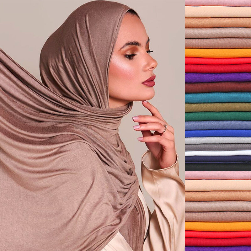 حجاب إسلامي للنساء ، قميص قطني مشروط ، حجاب ناعم ، وشاح أفريقي طويل ، لون ثابت ، موضة رمضان ، جودة عالية ، جديد