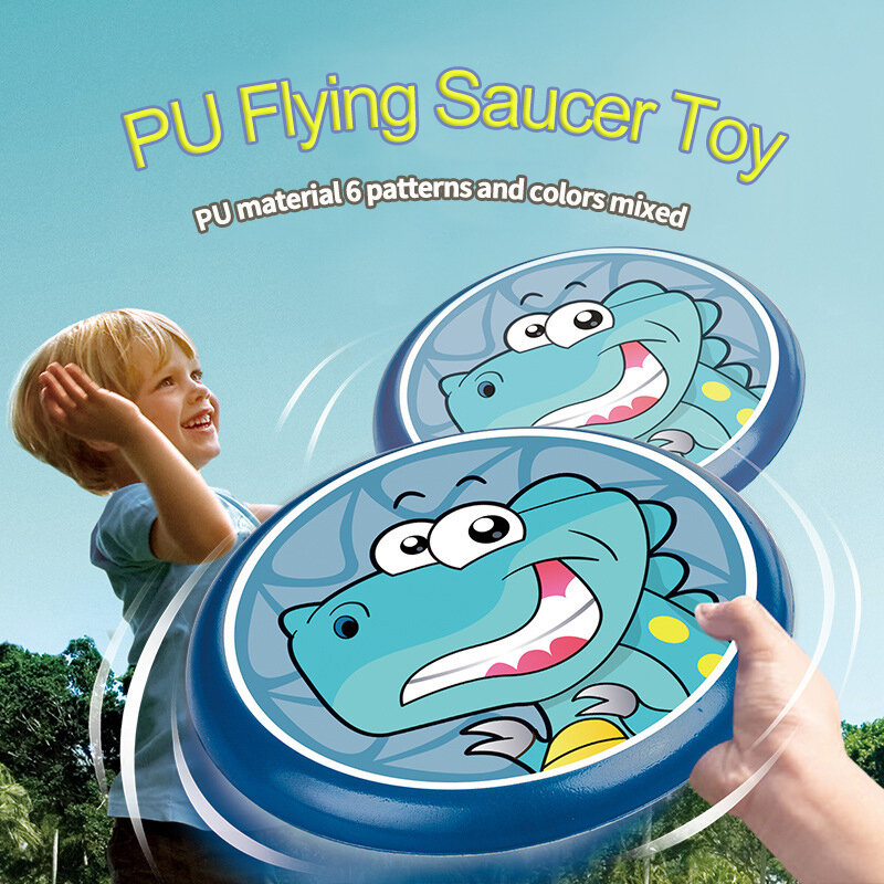 Soft Silicone Flying Saucer Outdoor Sports Hand Throwing PU Discs Beach Toy Cartoon Design Parent-Child Interaction Pet Dog Toys