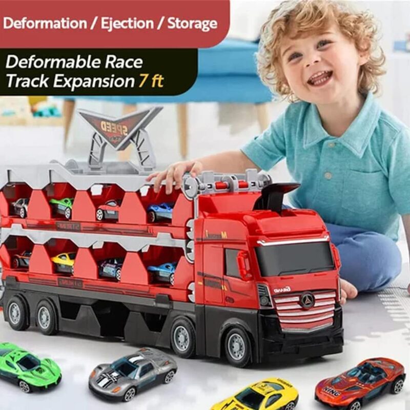 لعبة على شكل شاحنة للأطفال تشوه طرد شاحنة كبيرة سبيكة سيارة نموذج تخزين عربة مواصلات هدية