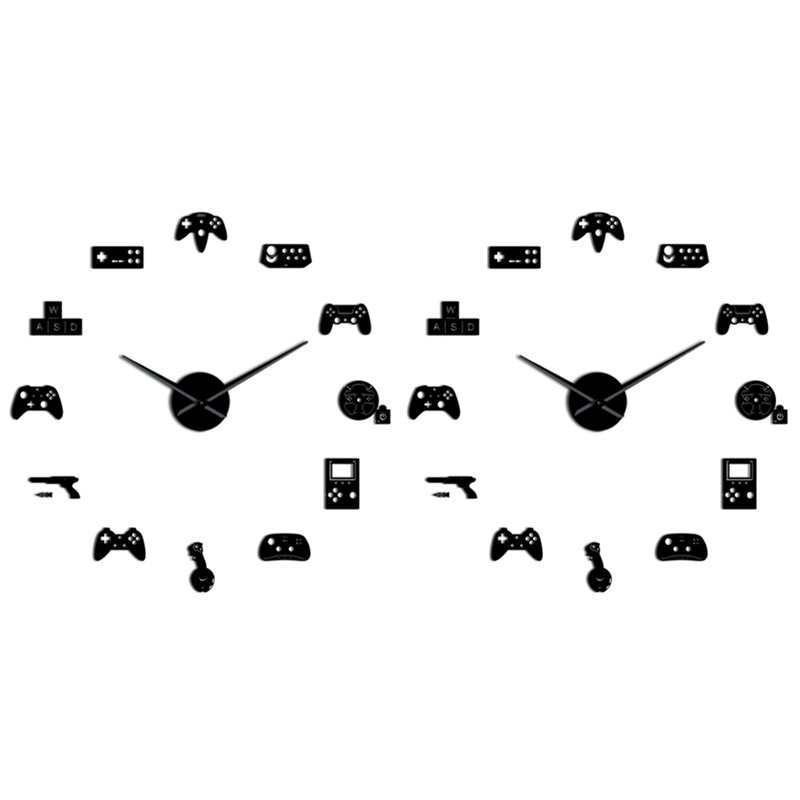 2X لعبة تحكم الفيديو Diy بها بنفسك ساعة الحائط العملاقة لعبة المقود ملصقات ألعاب جدار الفن الفيديو الألعاب علامات الأسود