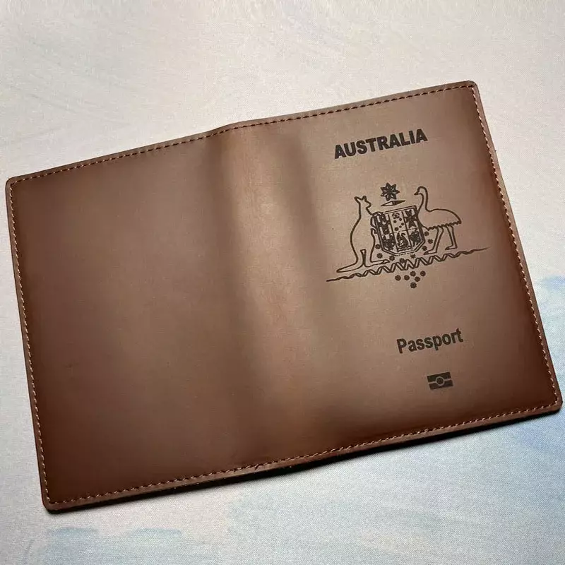 أغطية جواز سفر جلدية أسترالية شخصية ، غطاء أسترالي من جلد البقر ، محفظة سفر ، إكسسوارات سفر جلدية كاملة