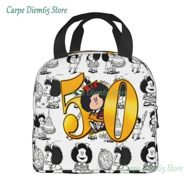 الحب Mafalda Kawaii الحرارية معزول حقائب الغداء النساء الكرتون المحمولة الغداء حمل للمدرسة متعددة الوظائف الغذاء صندوق
