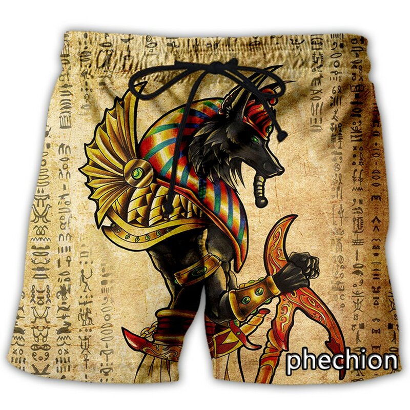 جديد phechion موضة رجالية/نسائية سراويل فرعون أنوبيس مطبوعة ثلاثية الأبعاد شورتات غير رسمية ملابس خروج رجالية جديدة شورتات رياضية فضفاضة L86