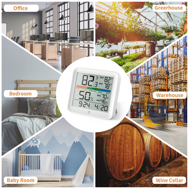 MI-Smart LCD ميزان الحرارة الرقمي ، غرفة داخلية الرطوبة ودرجة الحرارة والرطوبة متر الاستشعار ، محطة الطقس