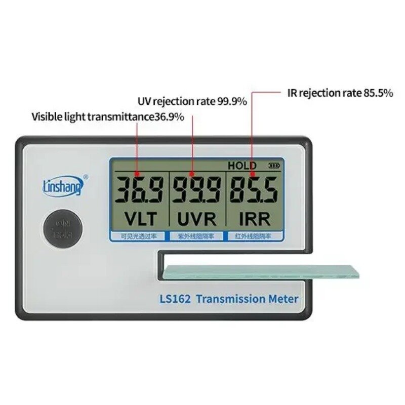 مقياس نقل صبغة النوافذ المحمول ، مقياس Linshang ، رفض الأشعة تحت الحمراء ، معدل حجب الأشعة تحت البنفسجية ، نفاذية الضوء المرئي ، LS162 ، LS162A