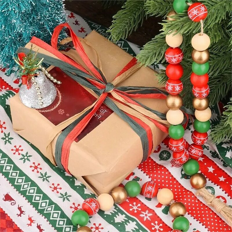 جولة عيد الميلاد لون الخشب الخرز ، الكرة ندفة الثلج الملونة ، شجرة عيد الميلاد ، 16 مللي متر ، 50 قطعة