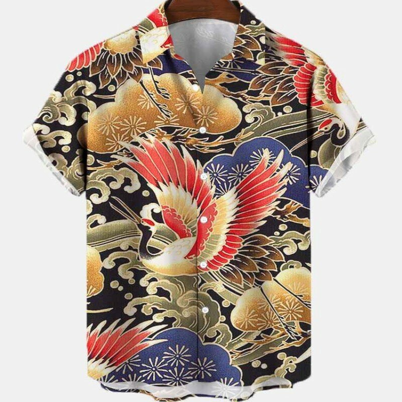 الرجال الطيور ازياء عطلة خمر هاواي قميص للرجال ثلاثية الأبعاد الأزهار بلوزة غير رسمية نمط عالية الجودة الفاخرة Dazn الملابس