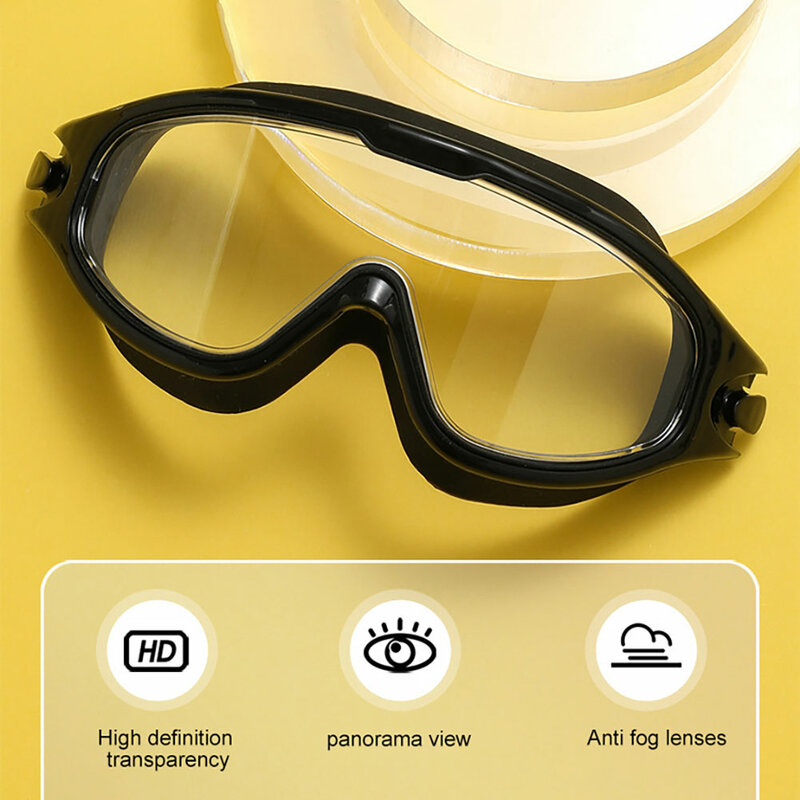 مكافحة الضباب إطار كبير نظارات السباحة مع سدادات السباحة نظارات السباحة المهنية HD نظارات سيليكون نظارات للكبار للجنسين
