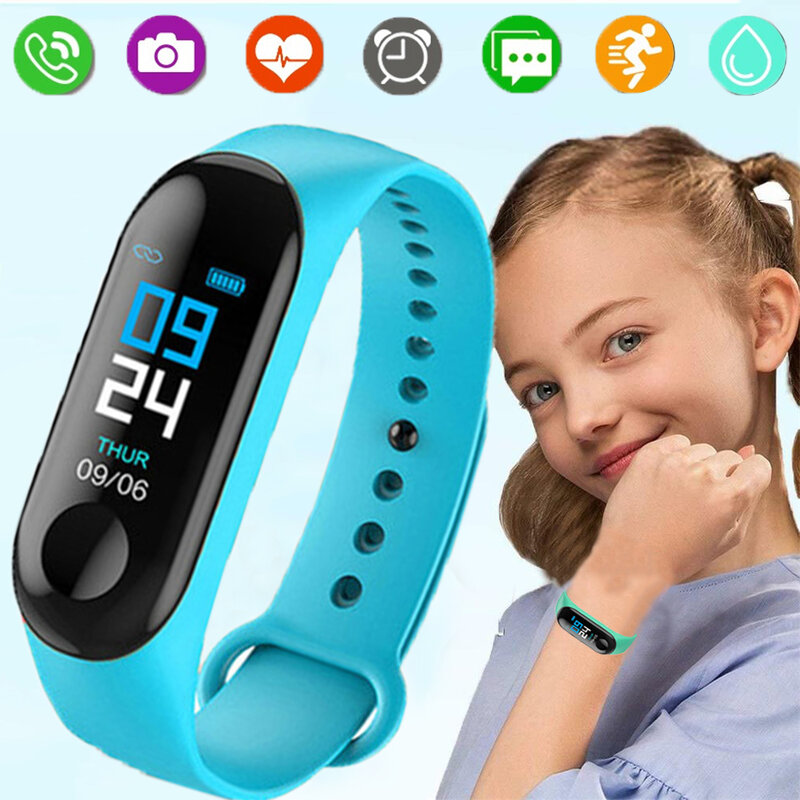 ساعة ذكية للأطفال ساعات الأطفال للفتيات الفتيان الرياضة سوار الطفل معصمه معصمه اللياقة البدنية تعقب Smartwatch مقاوم للماء