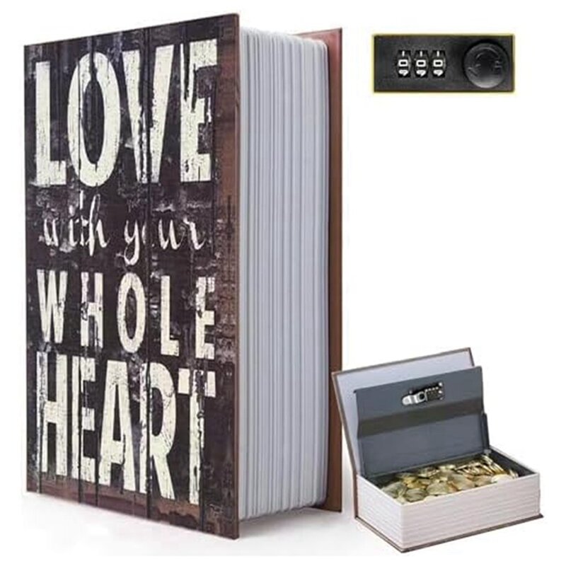 صندوق آمن للكتب المزخرفة مع قفل ، كتاب صناعي عتيق آمن للزينة ، كتاب تحويل سري