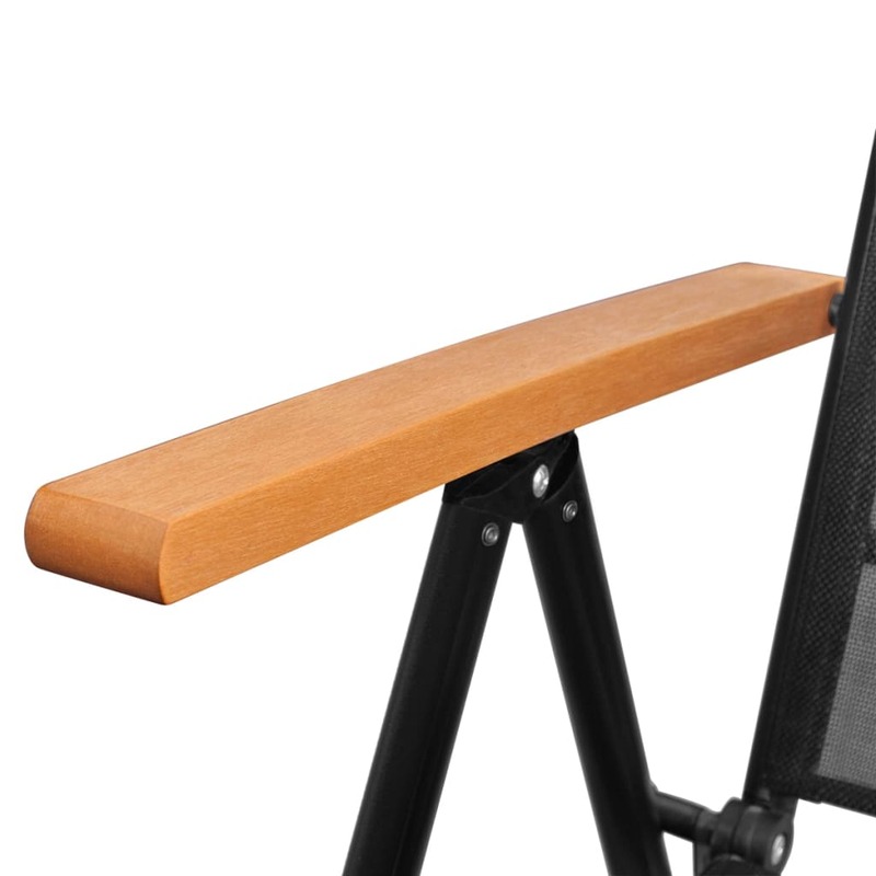 كراسي فناء قابلة للطي 6 قطعة Textilene أسود 22.8 "x 25.6" x 42.9 "كرسي للاستعمال في المناطق الخارجية أثاث خارجي