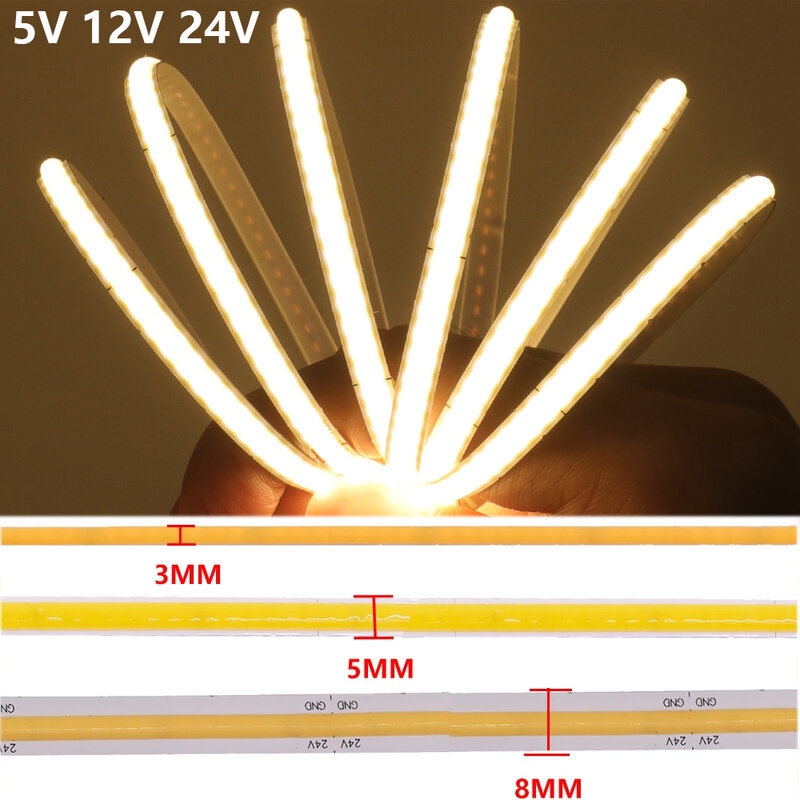 شريط ليد مرن قابل للتعتيم ثنائي الكوز ثنائي الكلور ، إضاءة خطية ، كثافة عالية ، RA90 ، 3 ، شريط 5 ، 8 ، 5V ، 12V ، 24V ، LEDs لكل متر