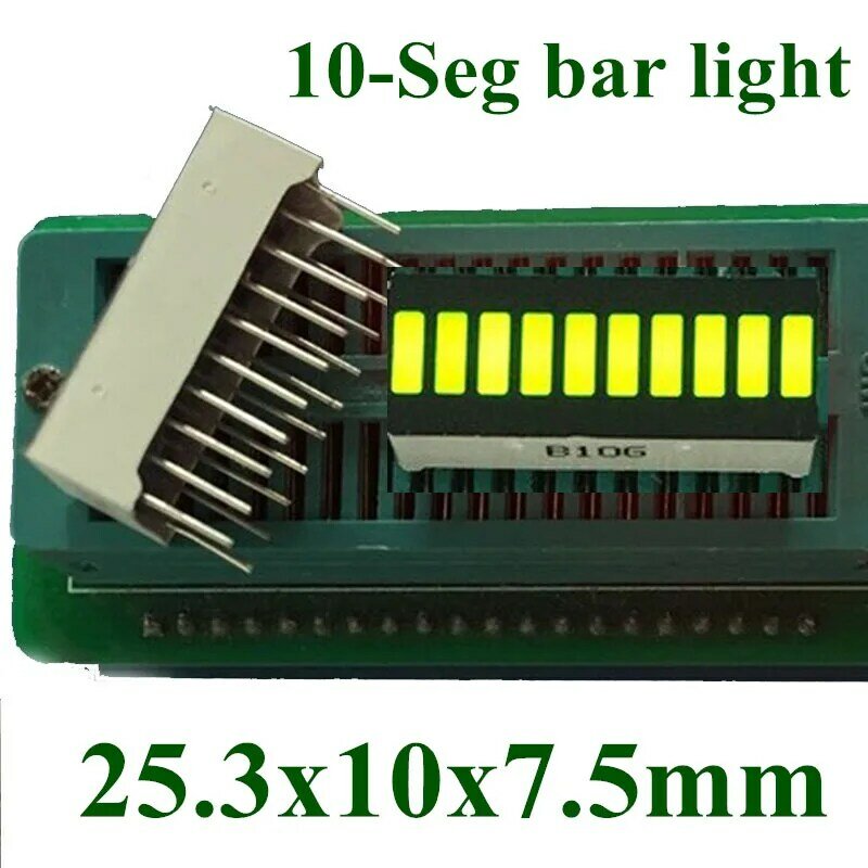 Green10 الشبكة الرقمية الجزء LED ضوء بار ، أنبوب مسطح ، الضوء الأحمر عشرة سطح الخلية أنبوب مسطح ، 25x10 مللي متر ، 20 قطعة