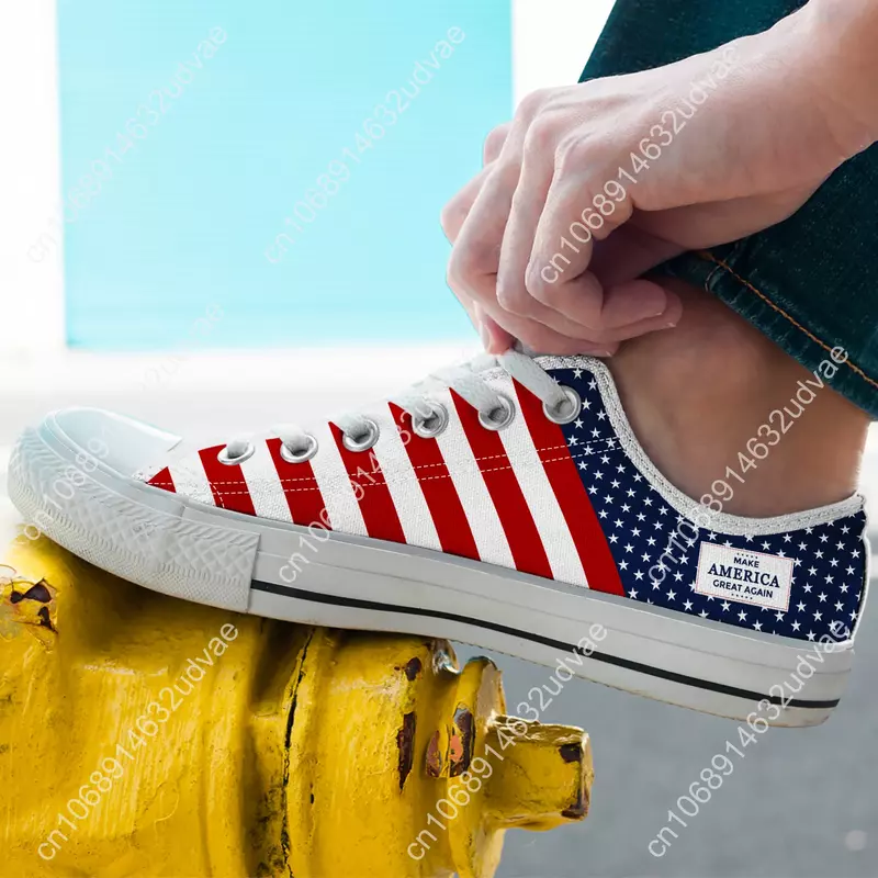MAGA-حذاء قماشي صيفي مقوى للنساء ، مسطح كاجوال ، علم امريكان ، الرابع من جولي ، مقاس كبير ، 45 ، 46
