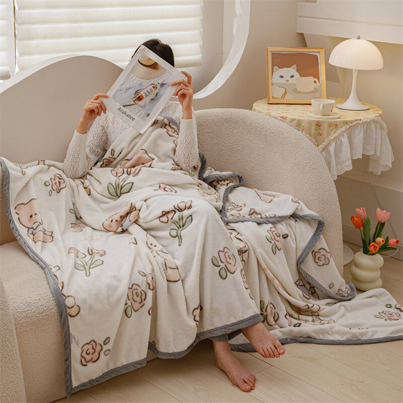 بطانية منقوشة دافئة من YanYangTian ، بطانية مريحة ، غطاء سرير كرتوني ، أحادي اللون ، مكتب ، متعدد الوظائف ، سفر ، شتاء