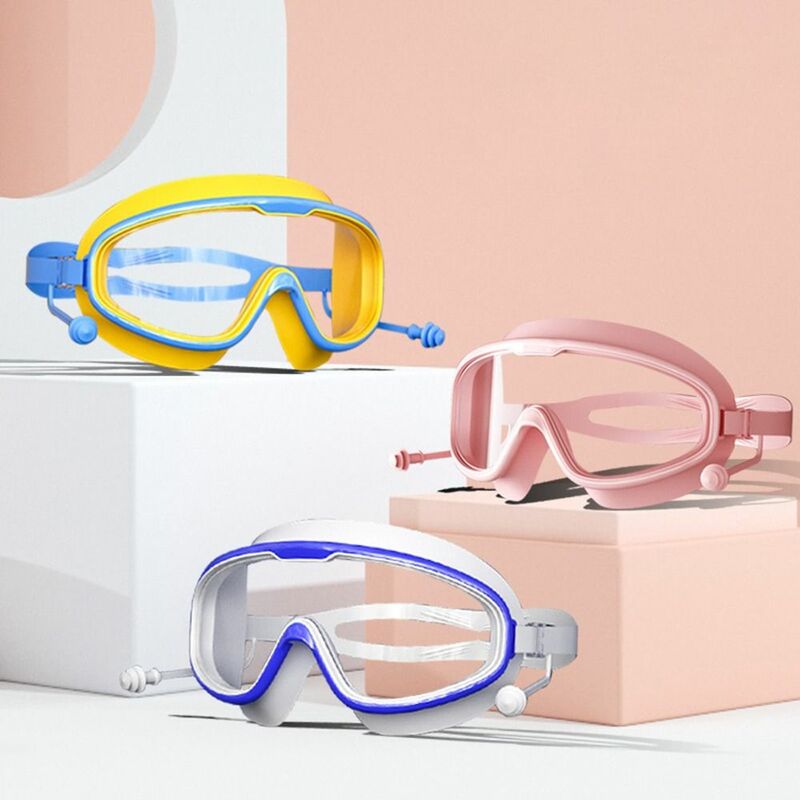 مكافحة الضباب نظارات السباحة الاطفال عرض واسعة مع سدادات السباحة نظارات HD مقاوم للماء السباحة نظارات السباحة أدوات
