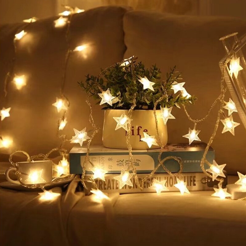 شجرة عيد الميلاد نجوم LED سلسلة أضواء ، راية الديكور ، المنزل ، شجرة عيد الميلاد ديكور ، الجنية قلادة ضوء ، 1 قطعة ، 2023