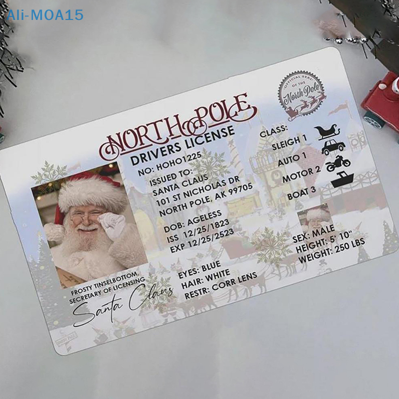 بطاقة سانتا كلوز للأطفال ، رخصة الطيران للقيادة ، هدية عيد الميلاد ، الديكور الإبداعي ، 4 قطعة