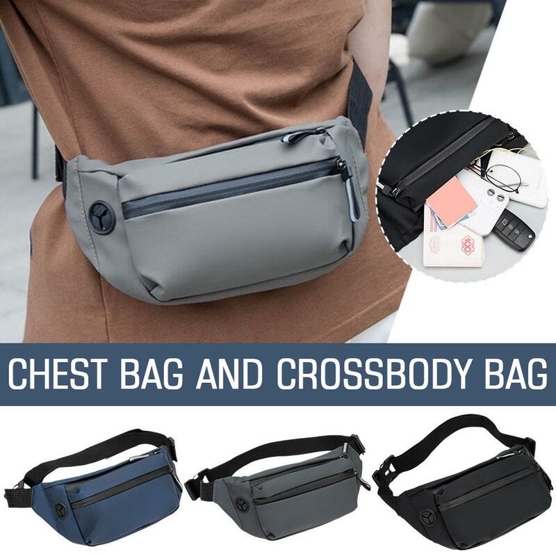 حقيبة الصدر Crossbody مقاوم للماء للرجال ، الخصر الترفيه ، الرياضة في الهواء الطلق ، كتف واحد ، النسخة الكورية ، الموضة العصرية ، E8S7