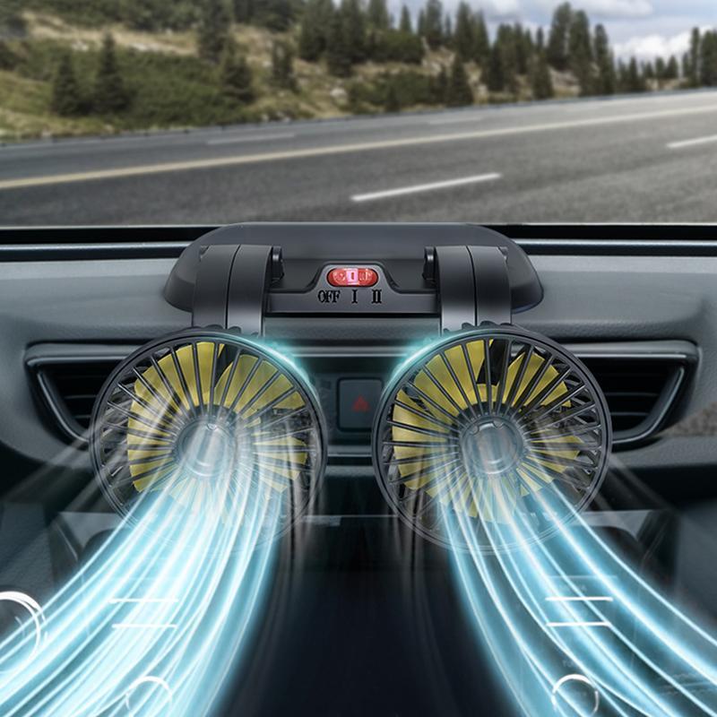 مروحة للسيارة USB مروحة محمولة للسيارة المزدوج رئيس 360 درجة دوران منخفضة الضوضاء السيارات مروحة السيارة المشجعين الصغيرة للمنزل مكتب
