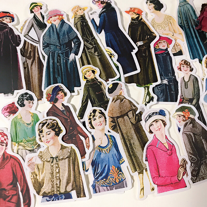 ملصقات 25 قطعة ضوء الرجعية الملح اليد حساب المواد ملصقات Vintage الفتيات الأوروبية الأحرف النبيلة الاطفال اللعب مقاوم للماء