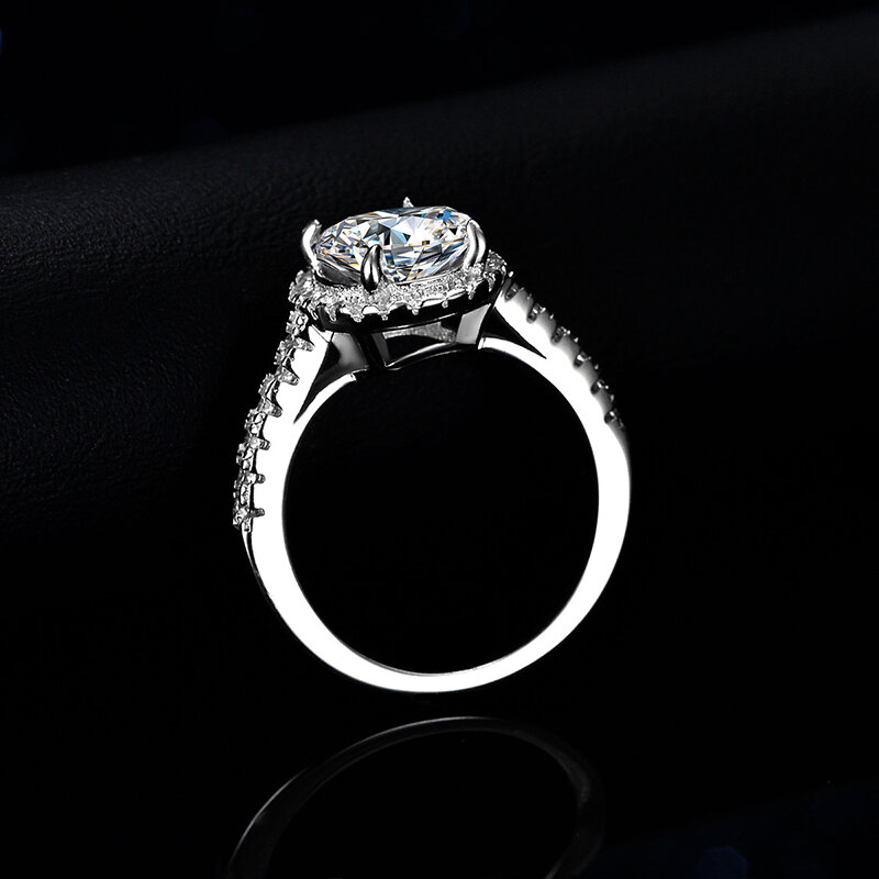 Neeتيم 2ct D اللون مويسانيتي البيضاوي الشكل 925 فضة خاتم مطلية بالذهب المشاركة الزفاف الفاخرة مجوهرات هدية للمرأة