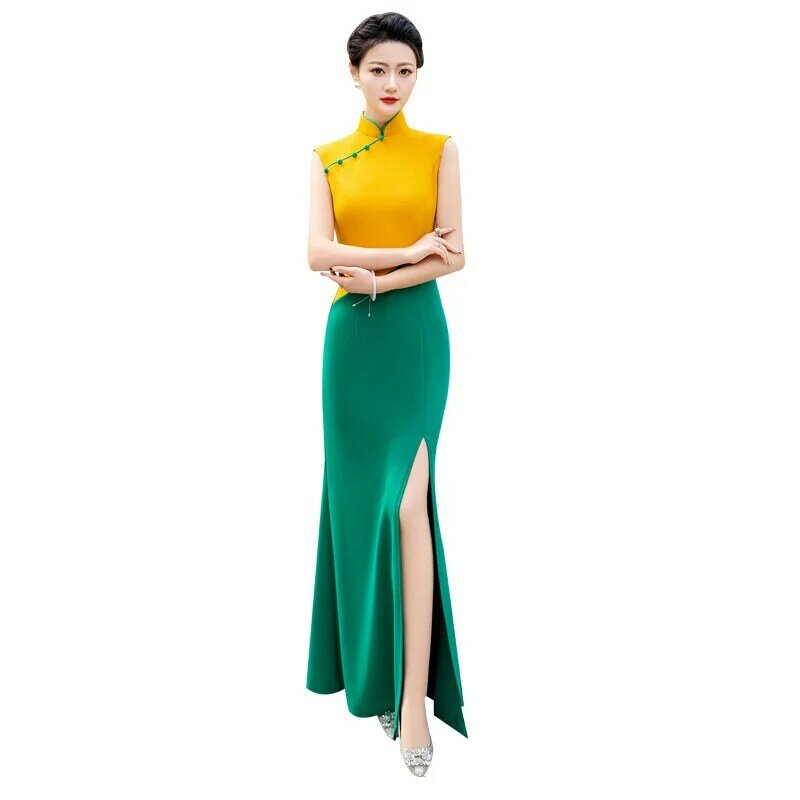 فستان شيونغسام صيني أنيق للنساء ، ثوب طويل للحفلات المسائية ، تشيباو مثير ، حجم كبير 4XL ، 5XL