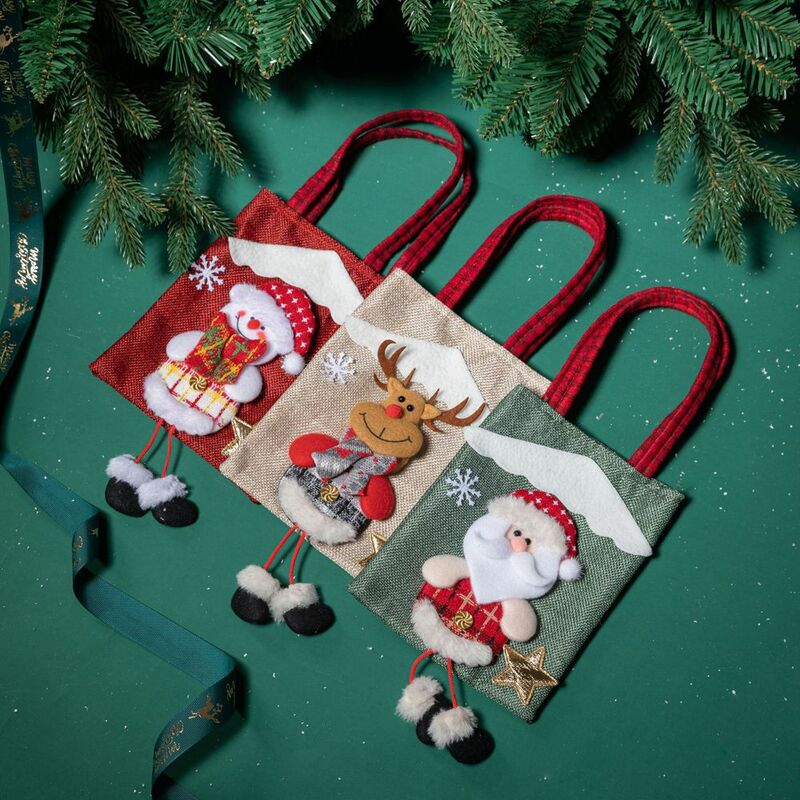 حقيبة زينة عيد الميلاد للأطفال ، زخرفة الحفلات مع حلية مقبض ، حقيبة الحاضر ، كيس هدية ، أكياس الحلوى ، حقيبة حمل للأطفال