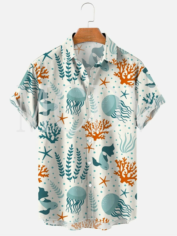 الرجال للنساء المحيط جمع طباعة عادية تنفس قصيرة الأكمام هاواي قميص