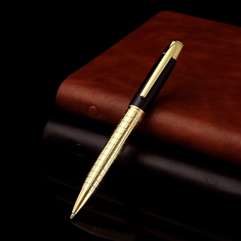 قلم توقيع رجال الأعمال 1.0 مم معدني تويست الكرة القلم سريع الجفاف أسود ناعم طرف لكتابة اللوحة للرجال والنساء