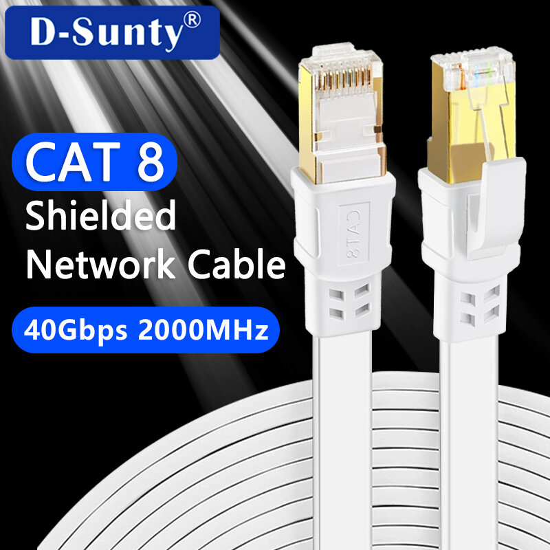 كابل إيثرنت عالي السرعة لشبكة الإنترنت ، كابل تصحيح محمي ، سلك Lan Cat8 ، Cat 8 ، 40Gbps ، 2000MHz ، 5m ، 10m ، 15m ، 20m ، 30m