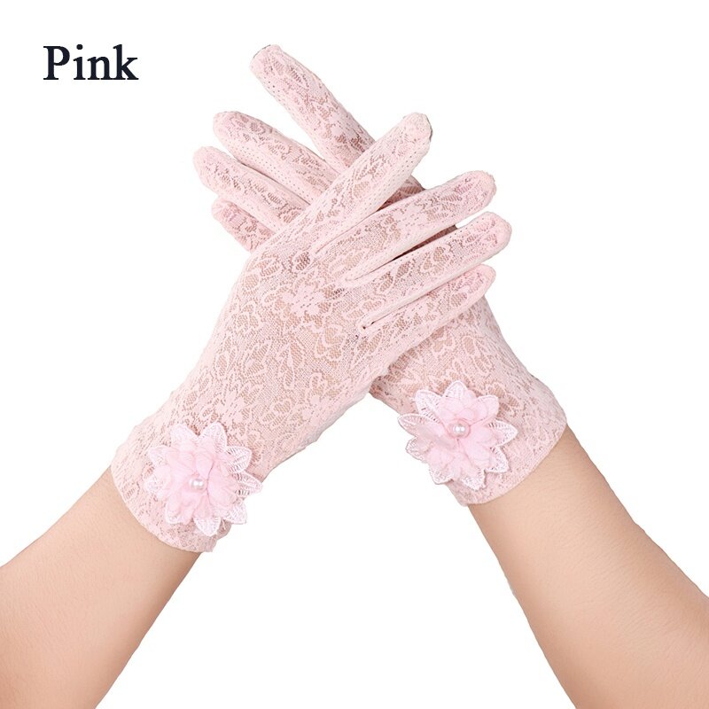 Rimiut Fashion Lace Flower Women Gloves Breathable Wedding or Driving Decor Gloves for Women Female Waiter Gloves Touch Screen