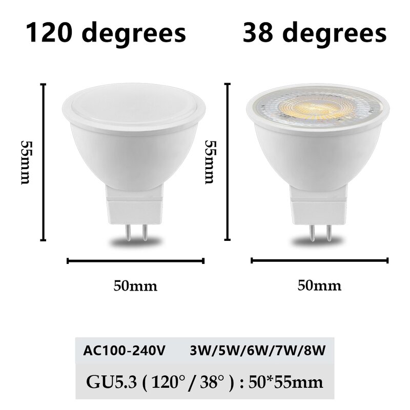 10 قطعة LED الأضواء في خط GU5.3 الجهد الكامل التيار المتناوب/DC12V/AC110V/AC220V MR16 لا وميض الضوء الأبيض الدافئ 3 واط-8 واط مناسبة للدراسة