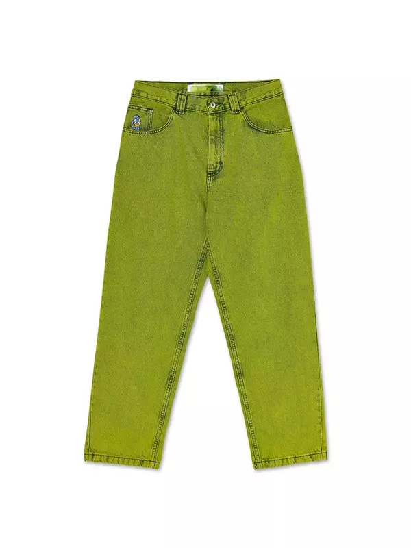 جينز 993 قطبي للرجال ، جينز أخضر مغسول ، بنطلون فضفاض ، بنطلون واسع الساق ، ثقافة تزلج الشوارع ، علامة تجارية عصرية