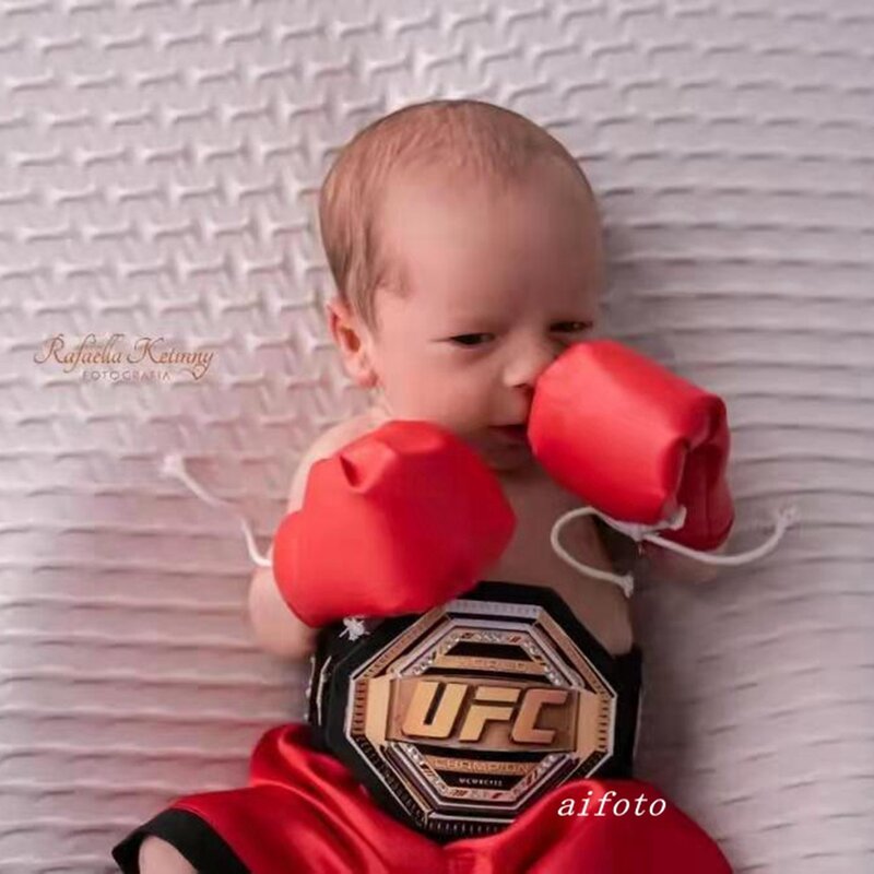 الوليد التصوير الدعائم اكسسوارات الرضع صور مكافحة الملاكمة قفاز السراويل للطفل الملاكم الأحمر رداء و السراويل مجموعة