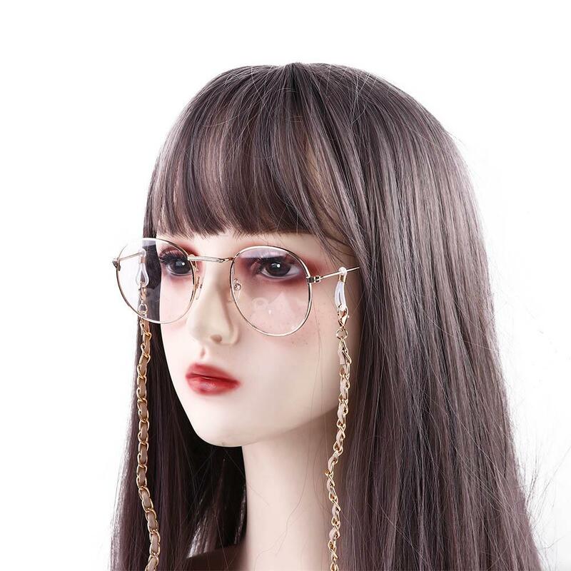 سلسلة نظارات شمسية من الجلد الصناعي للنساء ، حامل قناع ، حبل حبل ، وصلة معدنية ، رباط عنق ، حبل ، خيط ، إكسسوارات نظارات