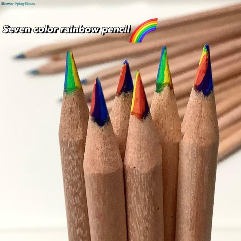 أقلام رصاص خشبية متعددة الألوان للبالغين ، كتيب يدوي يمكنك صنعه بنفسك ، ألوان متدرجة قوس قزح ، رسم فني ، رسم تلوين ، أقلام رصاص خاصة ، 7 ألوان ، 1 قطعة