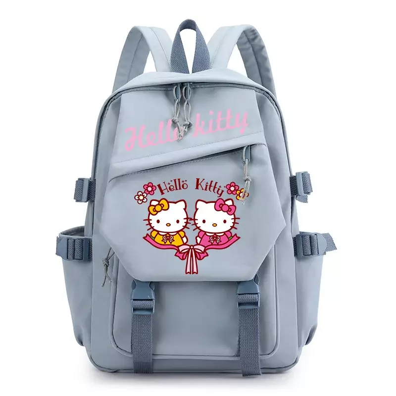 Sanrio Hello Kitty حقيبة مدرسية للطلاب ، رقعة نقل حراري ، مطبوعة ، كرتون لطيف ، حقيبة كمبيوتر قماشية ، أنثى ، جديدة
