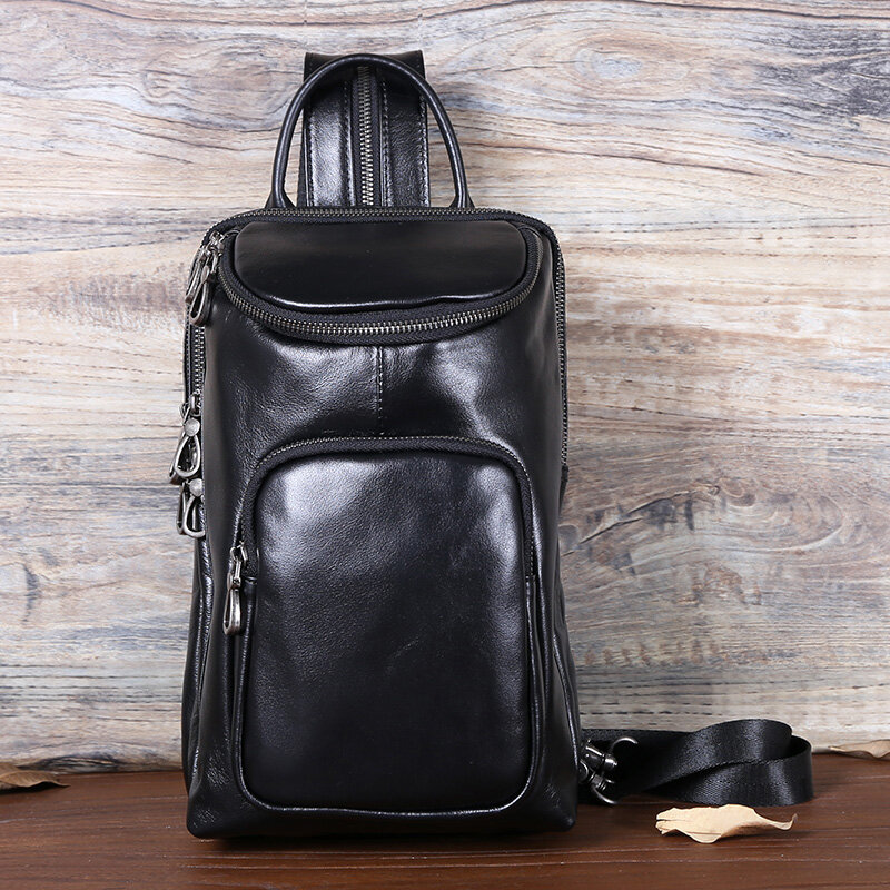 حقيبة كتف جلدية للرجال ، الطبقة العليا ، حقيبة كروس عادية ، حزمة سعة كبيرة ، حقيبة ظهر مزدوجة الغرض