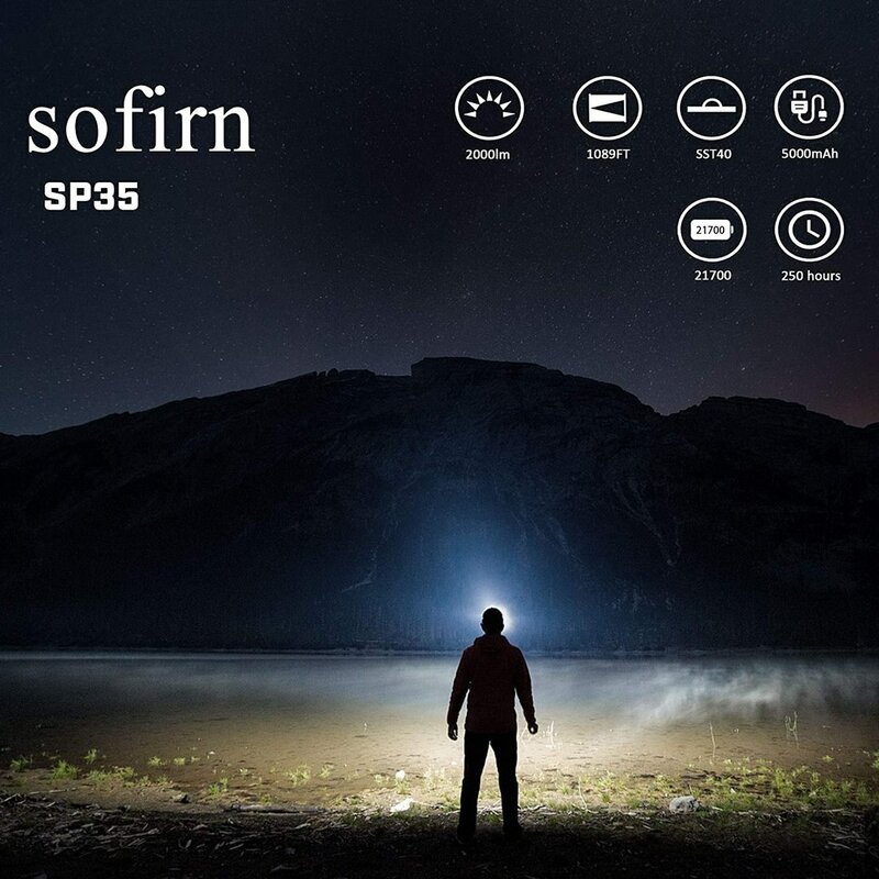 شعلة Sofirn SP35 قابلة لإعادة الشحن من النوع C 2A SST40 2200lm مع تحديث مؤشر الطاقة ATR