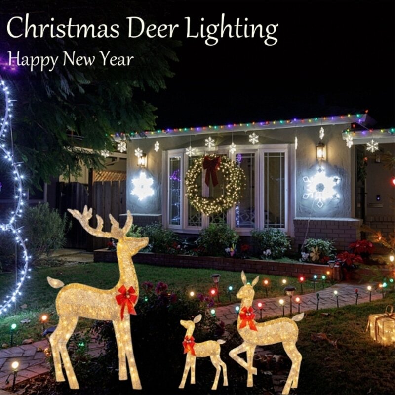 في الهواء الطلق عيد الميلاد الغزلان الإنارات مادة الاكريليك أضواء حديقة عيد الميلاد