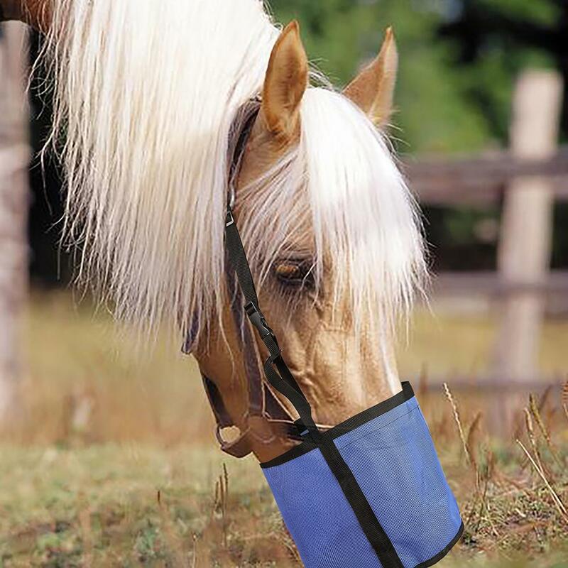 حقيبة تغذية الحصان شبكة تنفس مع حزام قابل للتعديل ، دلو الثقيلة ، حقيبة طقوس ، كيس تغذية الراحة ، 9.44x9.64"