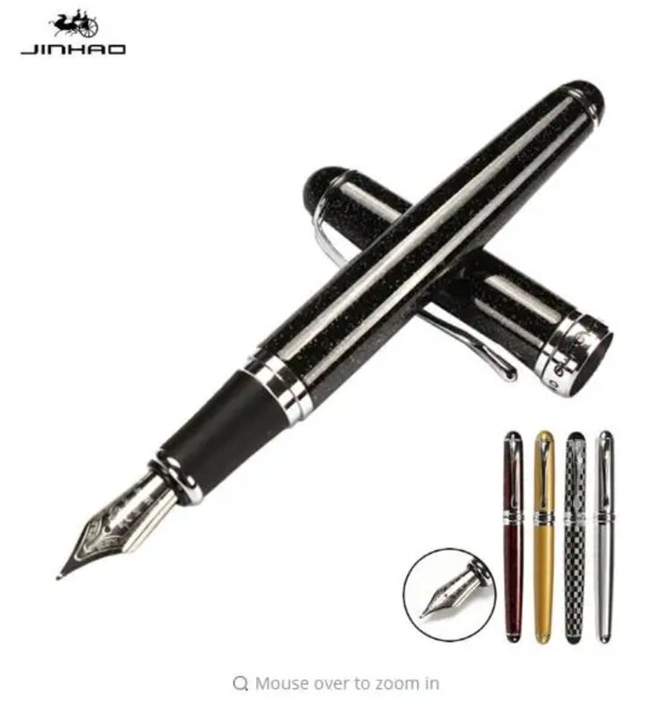 Jinhao X750 الكلاسيكية نمط الفضة مشبك معدني قلم حبر 0.5 مللي متر بنك الاستثمار القومي الصلب الحبر أقلام للهدايا اللوازم المكتبية اللوازم المدرسية