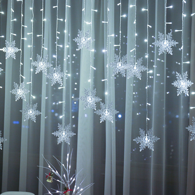 2023 جديد LED ندفة الثلج جليد سلسلة أضواء 8 طرق مقاوم للماء عيد الميلاد الستار الجنية أضواء لحفل الزفاف جارلاند ديكور